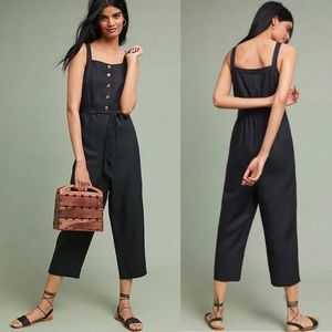 Maeve Anthropologie Peillon Apron Jumpsuit Black
